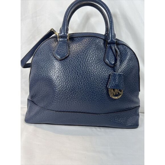 Michaels Handbags - Michael Kors Large‎ Dome Satchel Leather Handbag - Pebbled Navy